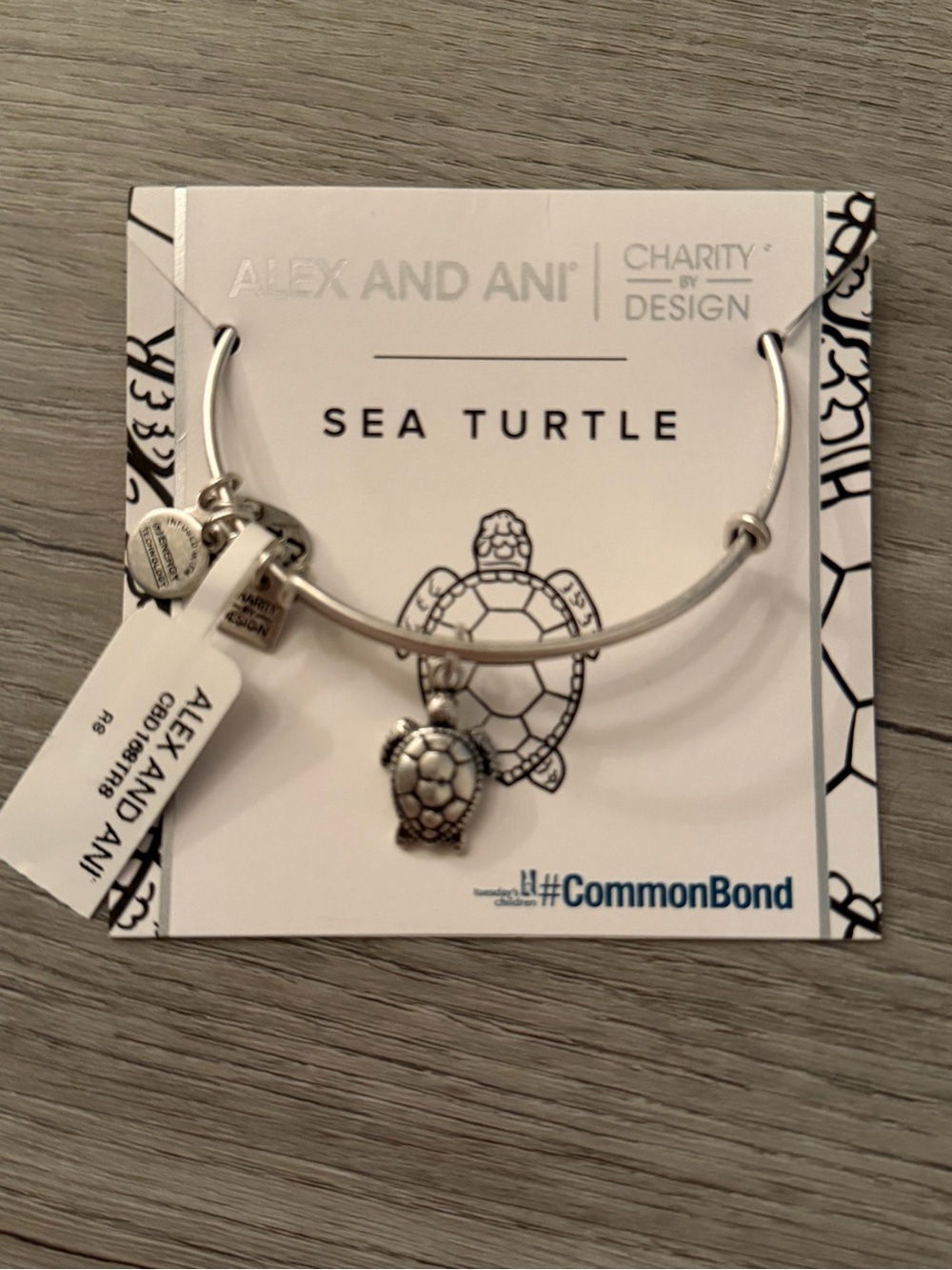 Alex and Ani Silver Sea Turtle Charm Bangle Bracelet